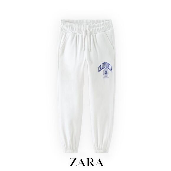 ZARA Kids | White | VARSITY CALIFORNIA JOGGERS - Picture 1 of 4